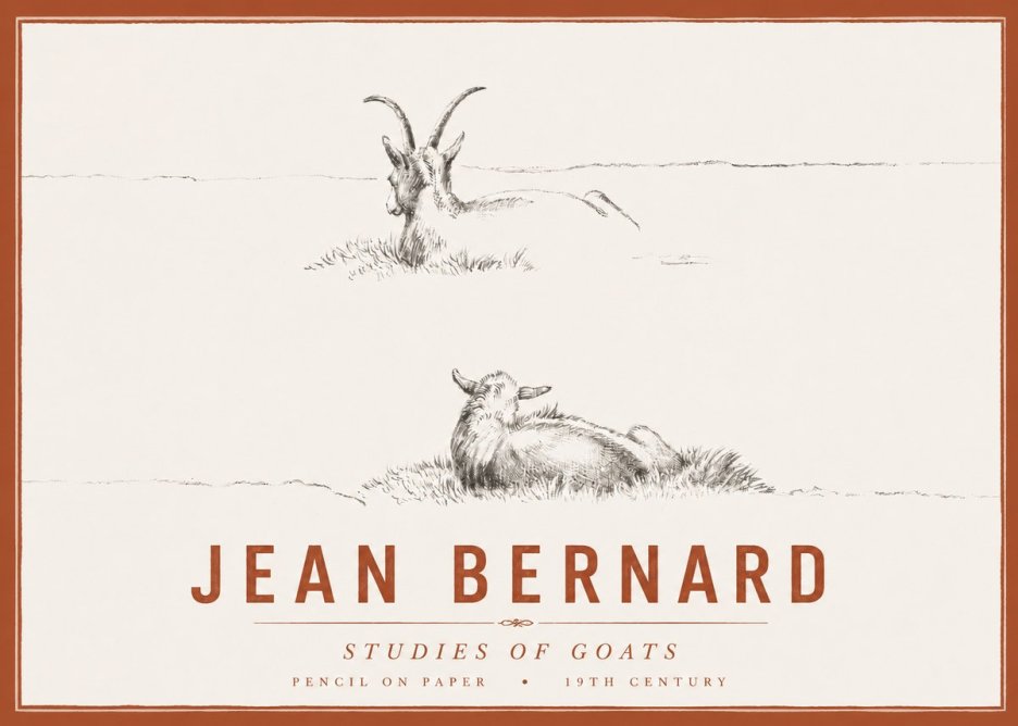 Jean Bernard Two Goats Resting No6 - Póster