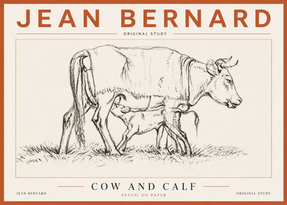 Jean Bernard Cow and Calf II No5 - Póster