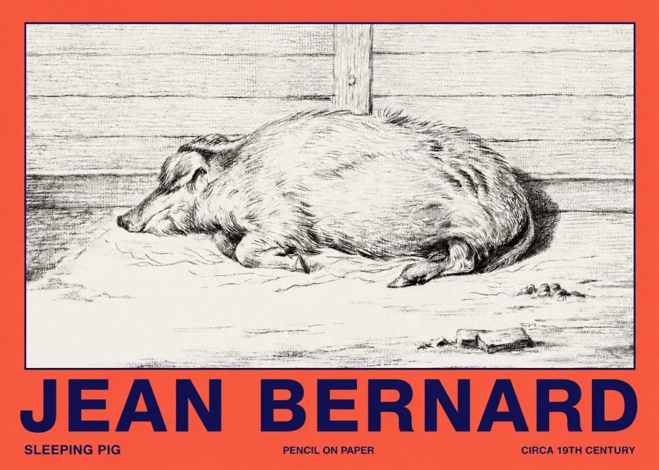 Jean Bernard Sleeping Pig I No2 - Póster