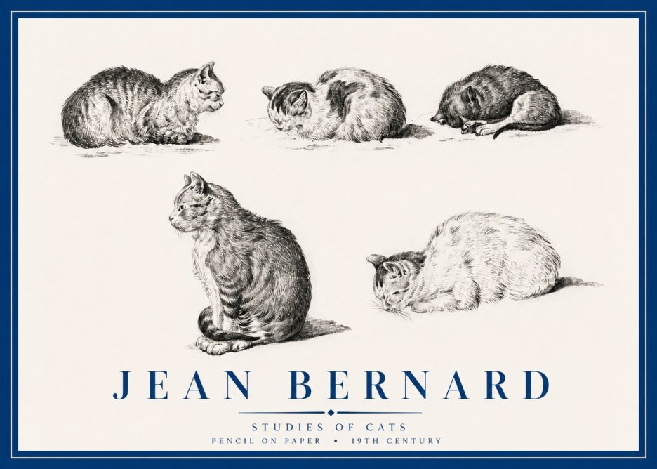 Jean Bernard Studies of Cats No3 - Póster