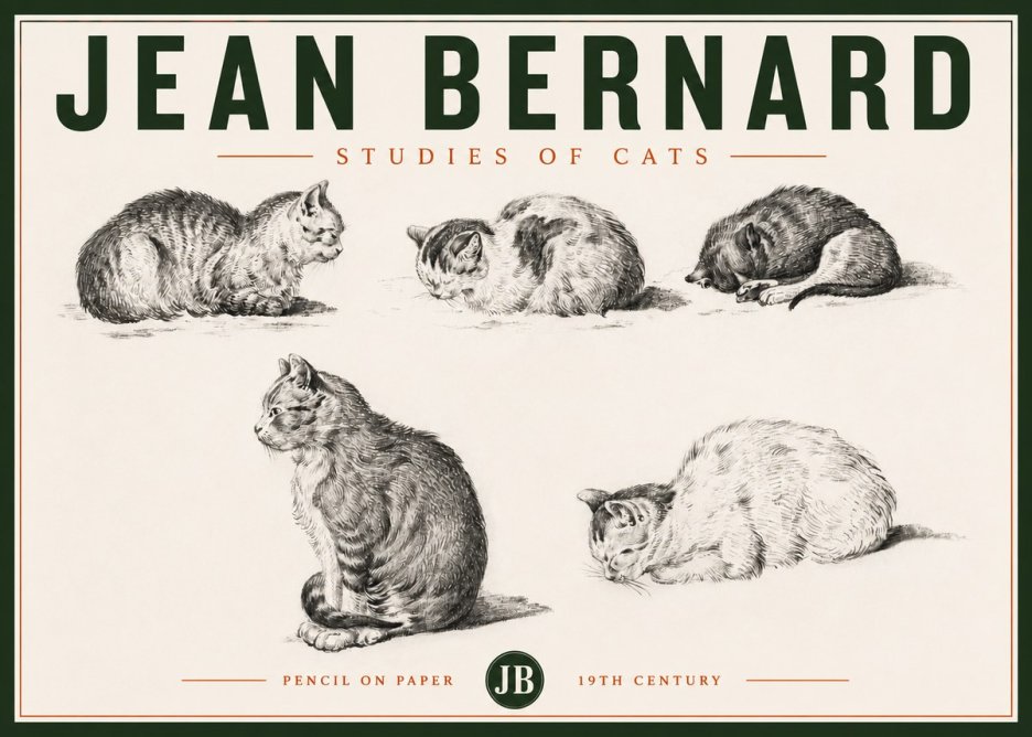 Jean Bernard Studies of Cats No4 - Póster