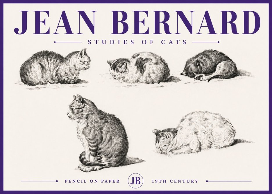 Jean Bernard Studies of Cats No5 - Póster