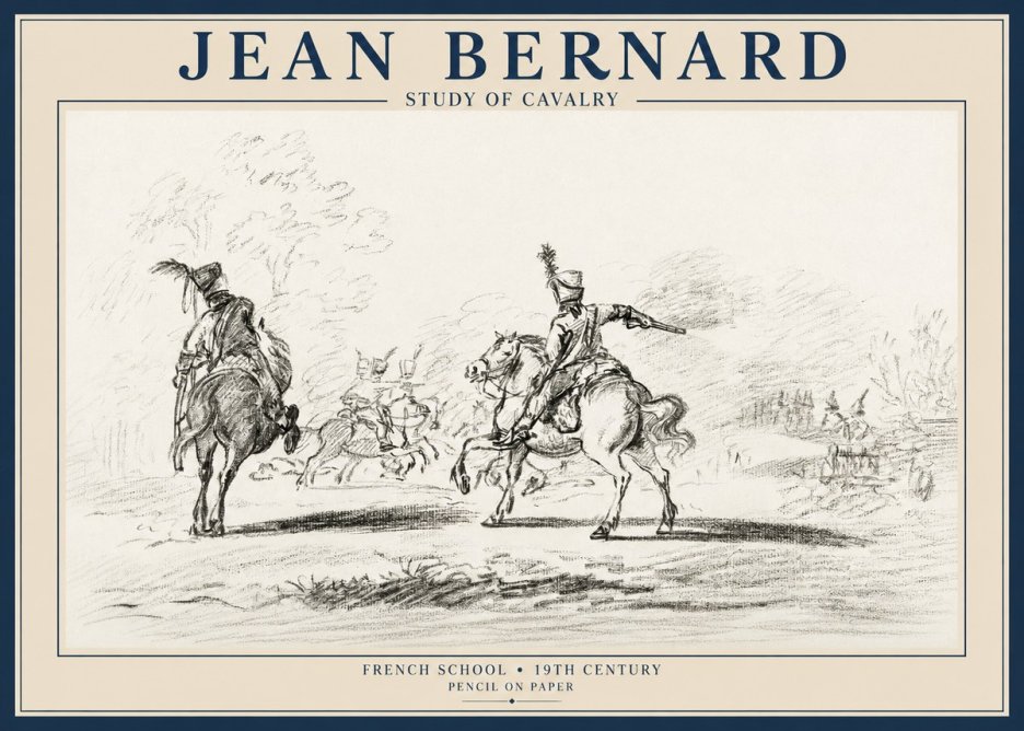Jean Bernard Study of Cavalry No1 - Póster