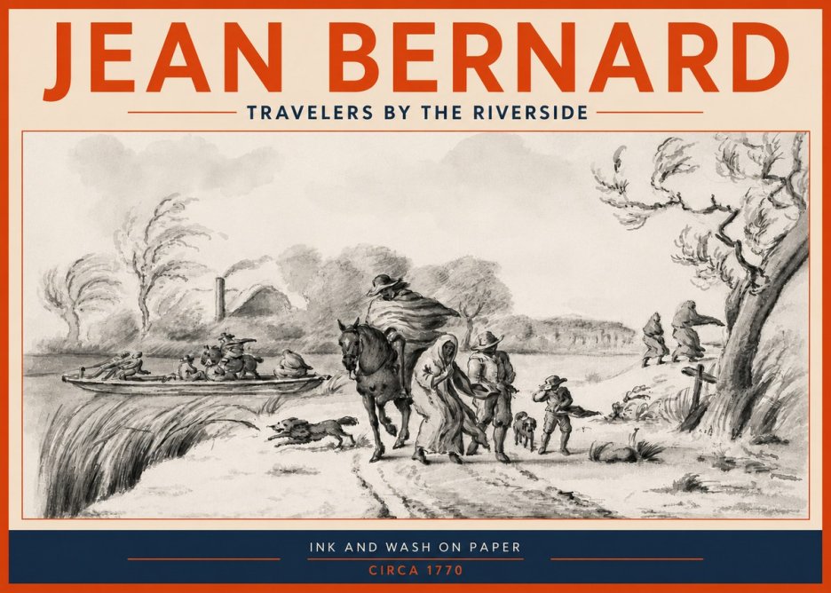 Jean Bernard Travelers by the Riverside No3 - Póster