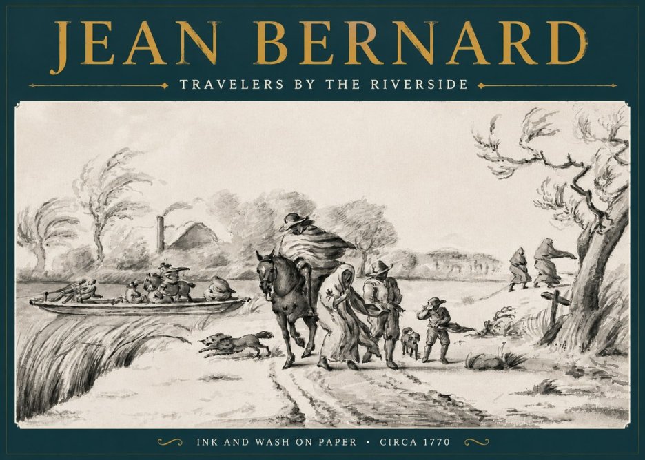 Jean Bernard Travelers by the Riverside No4 - Póster