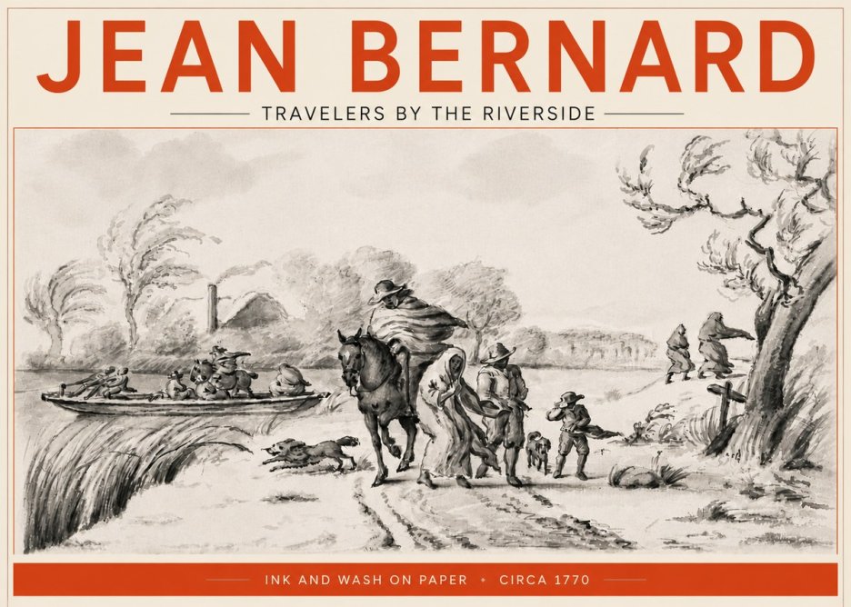 Jean Bernard Travelers by the Riverside No5 - Póster