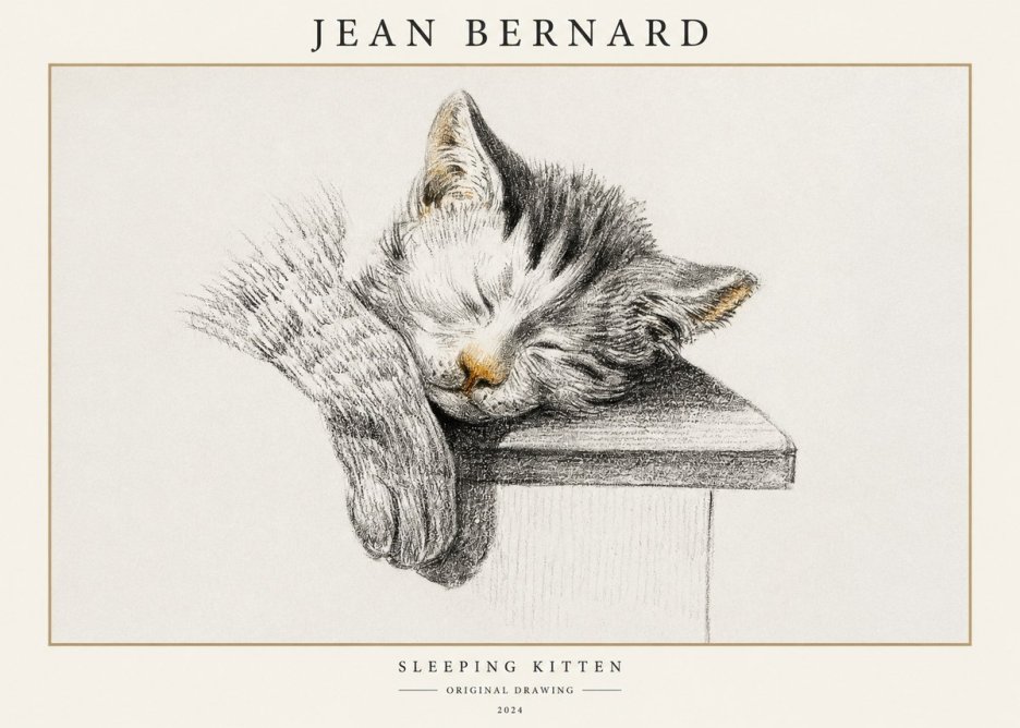 Jean Bernard Sleeping Kitten No1 - Póster