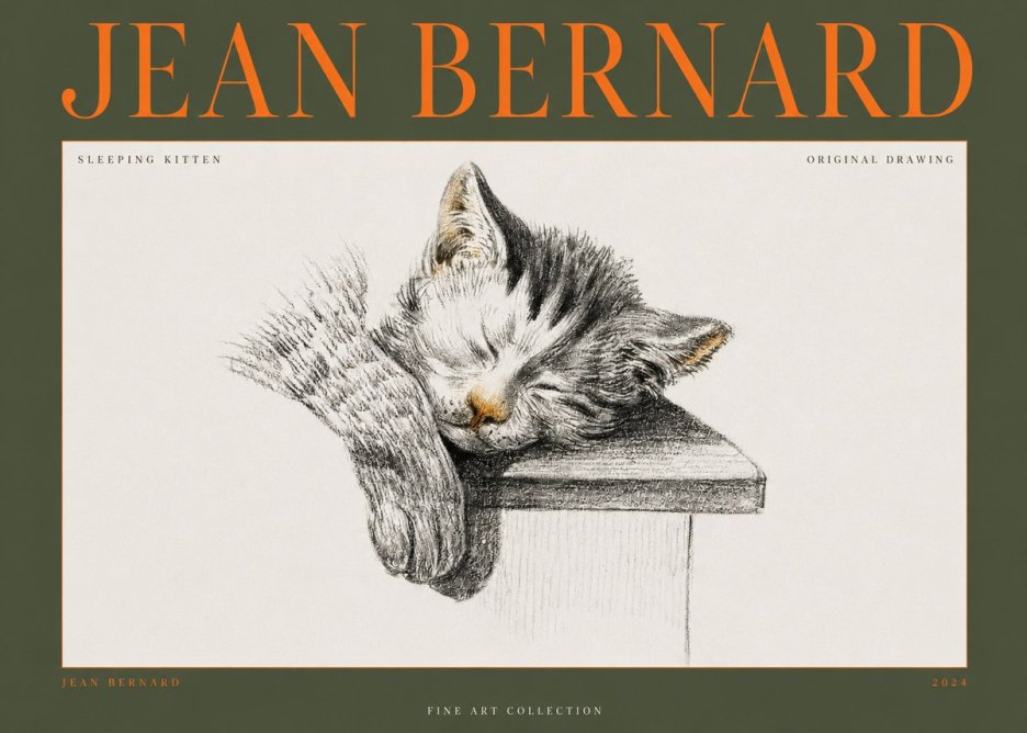 Jean Bernard Sleeping Kitten No2 - Póster