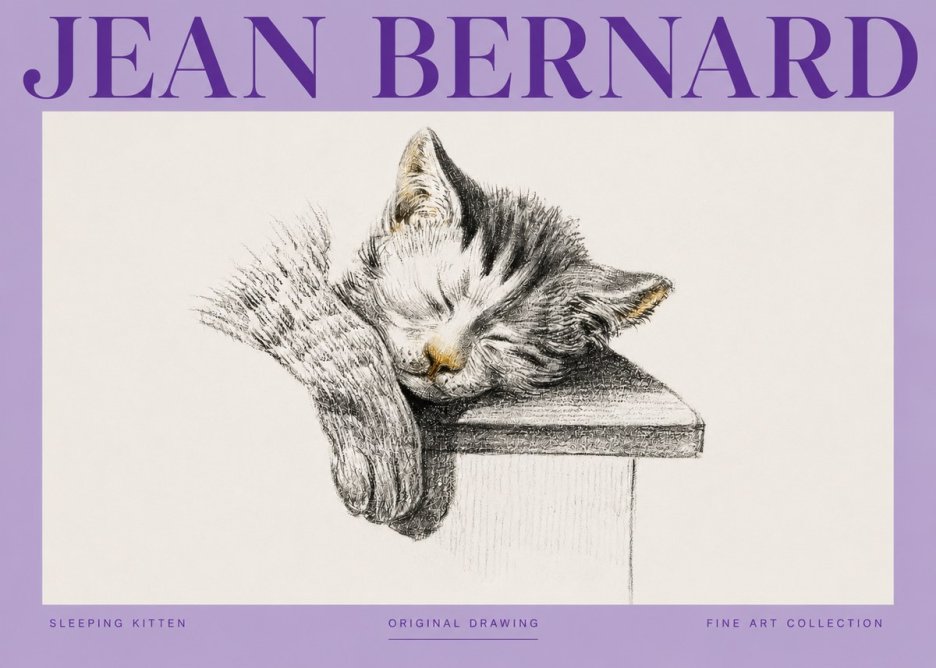 Jean Bernard Sleeping Kitten No3 - Póster
