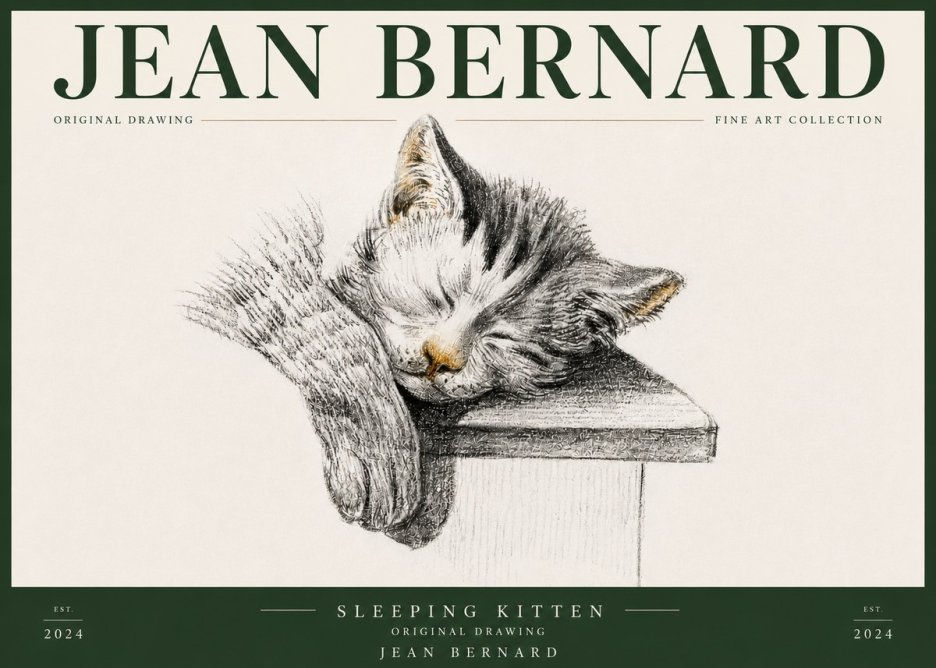 Jean Bernard Sleeping Kitten No5 - Póster