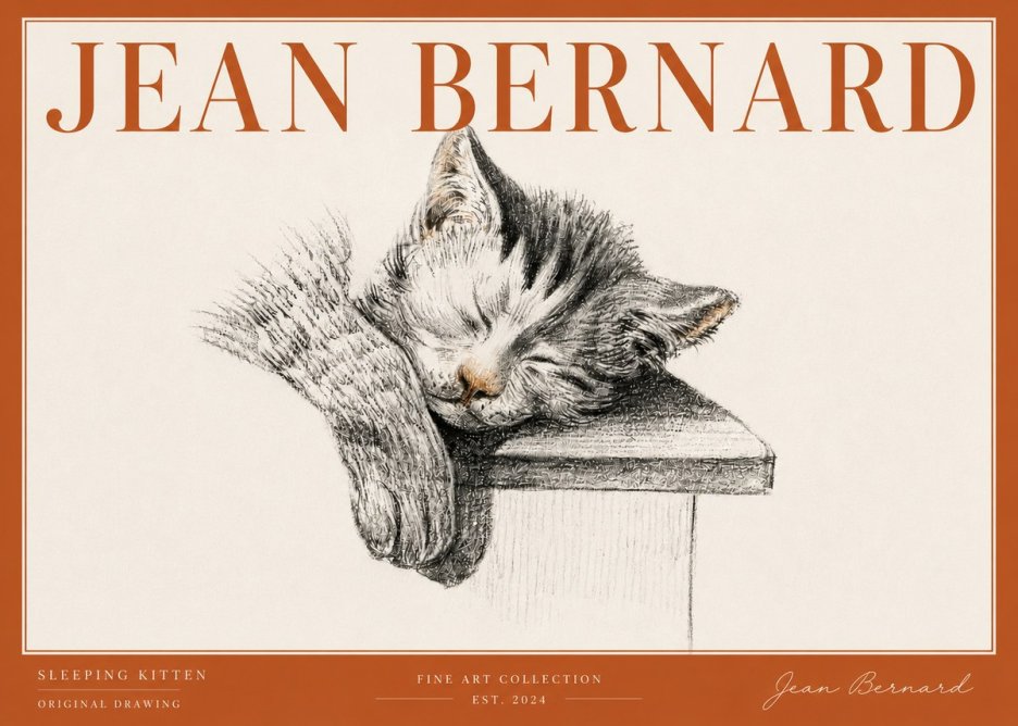 Jean Bernard Sleeping Kitten No6 - Póster