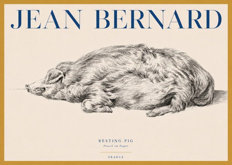 Jean Bernard Resting Pig II No3 - Póster