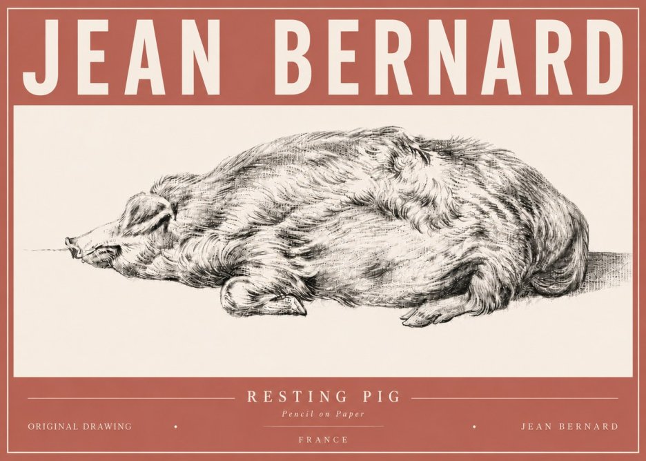 Jean Bernard Resting Pig II No6 - Póster