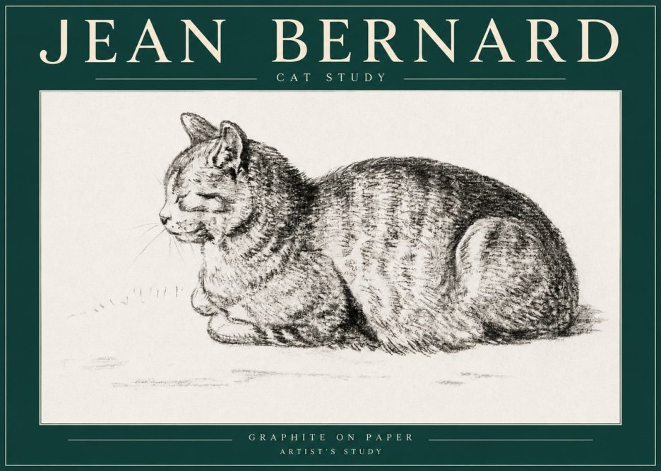 Jean Bernard Cat Study XII No3 - Póster