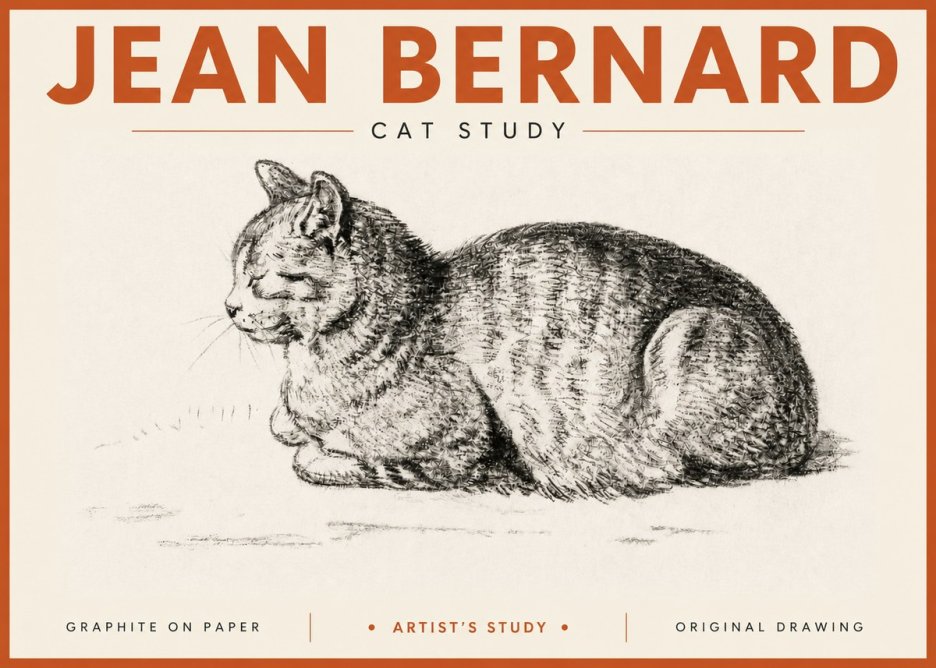 Jean Bernard Cat Study XII No4 - Póster