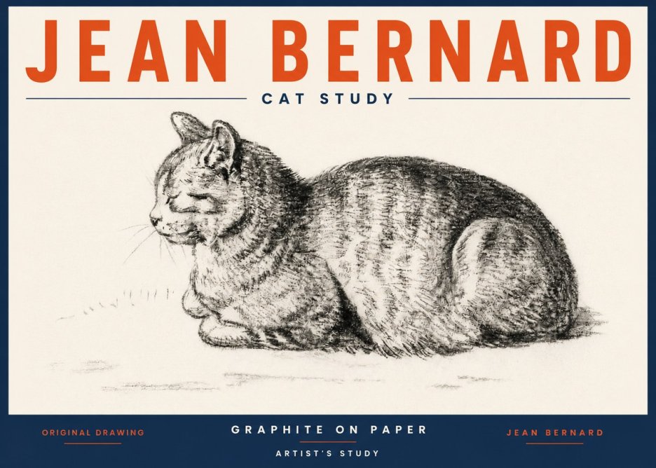 Jean Bernard Cat Study XII No5 - Póster
