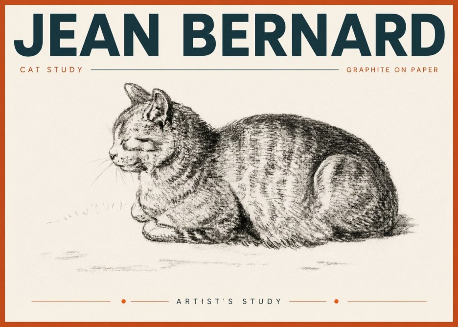 Jean Bernard Cat Study XII No6 - Póster