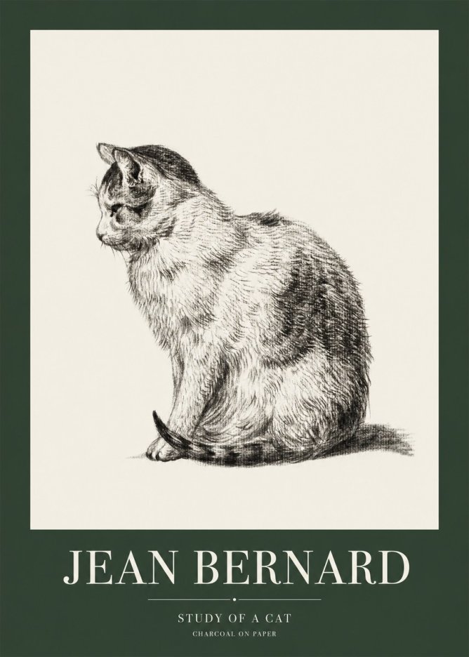 Jean Bernard Study of a Cat IV No1 - Póster