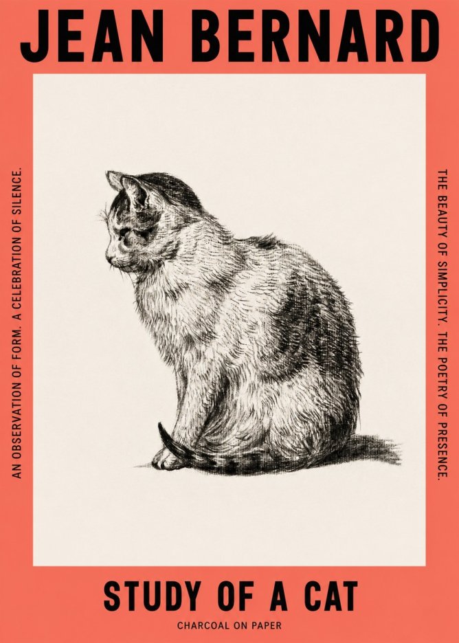 Jean Bernard Study of a Cat IV No2 - Póster