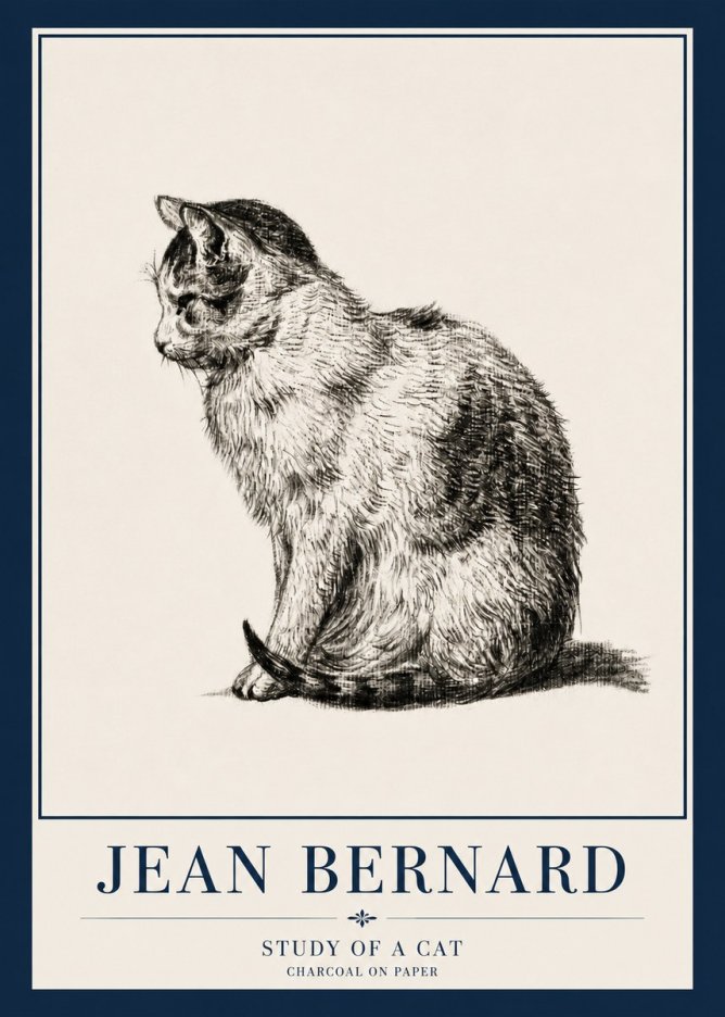 Jean Bernard Study of a Cat IV No3 - Póster