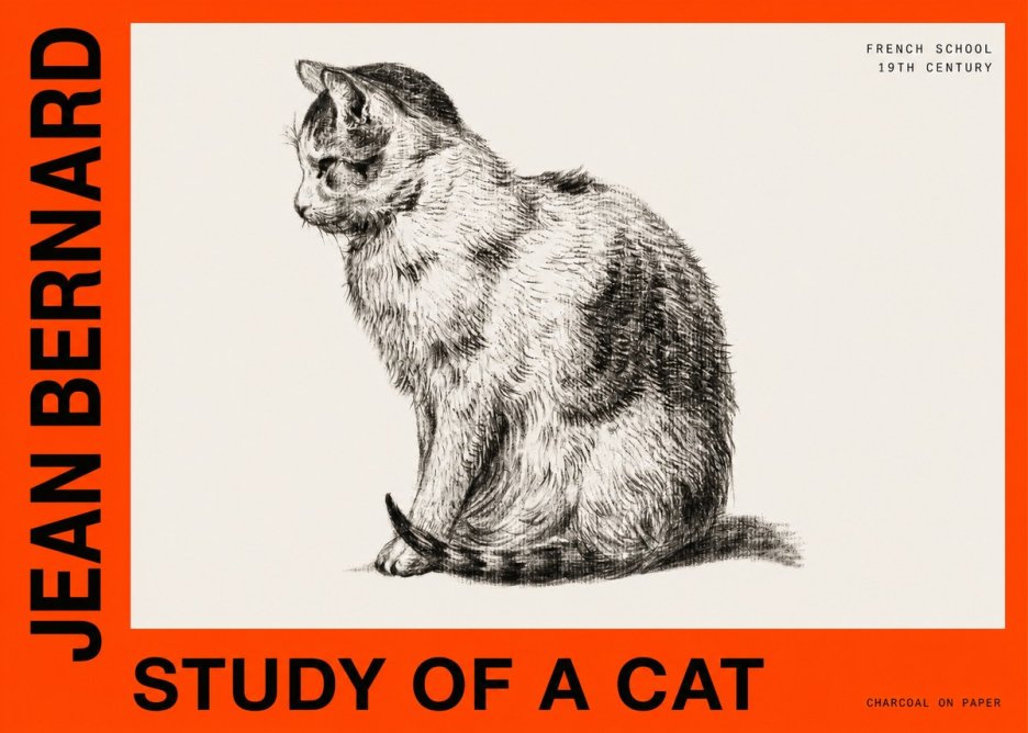 Jean Bernard Study of a Cat IV No6 - Póster