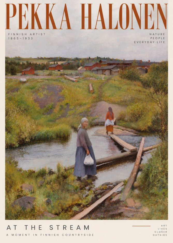 Pekka Halonen At the Stream No2 - Póster