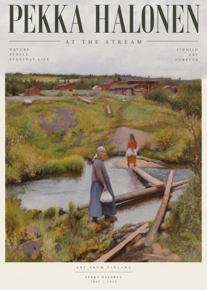 Pekka Halonen At the Stream No3 - Póster