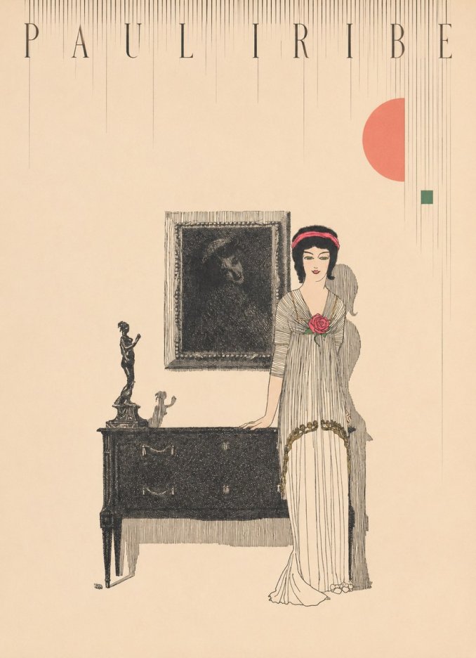 Paul Iribe Woman with Rose No4 - Póster