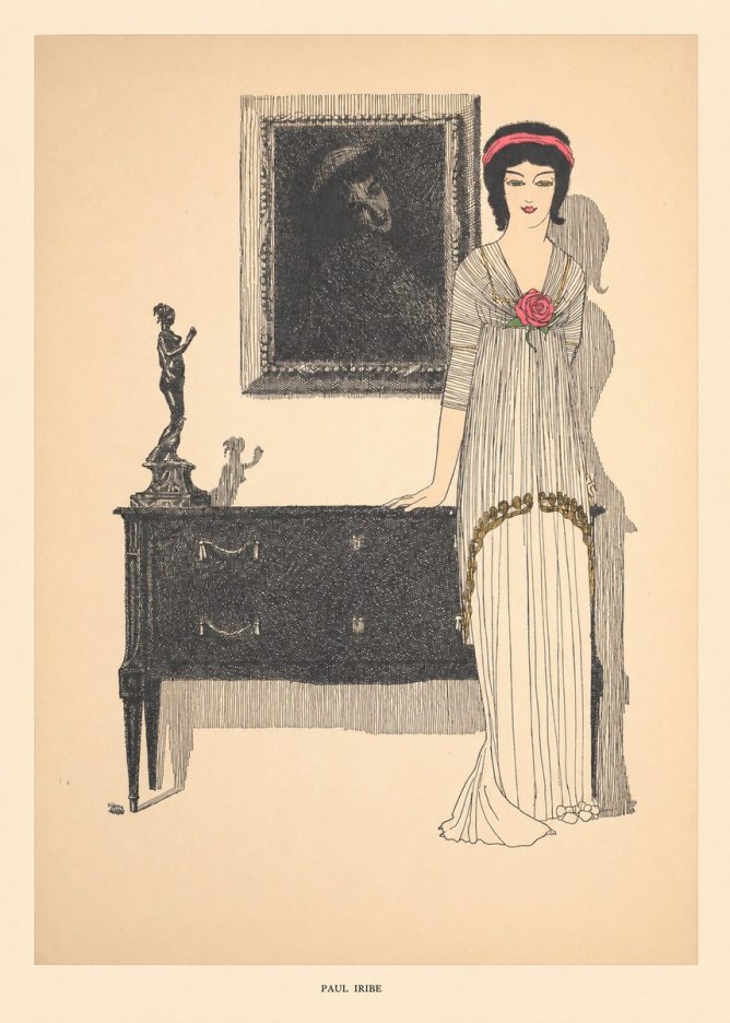 Paul Iribe Woman with Rose No5 - Póster