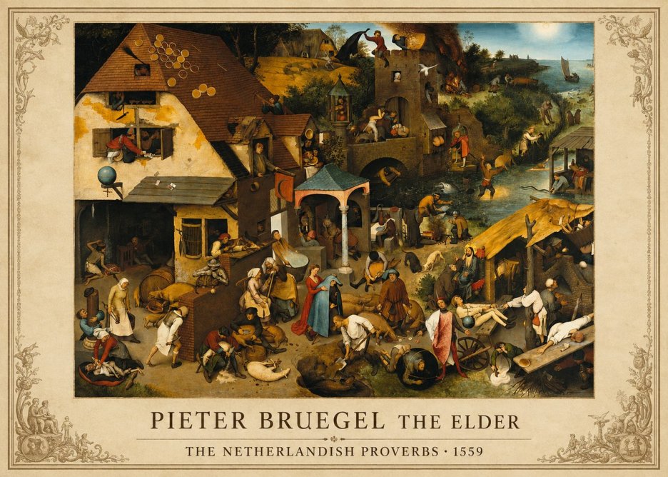 Pieter Bruegel The Netherlandish Proverbs I No1 - Póster