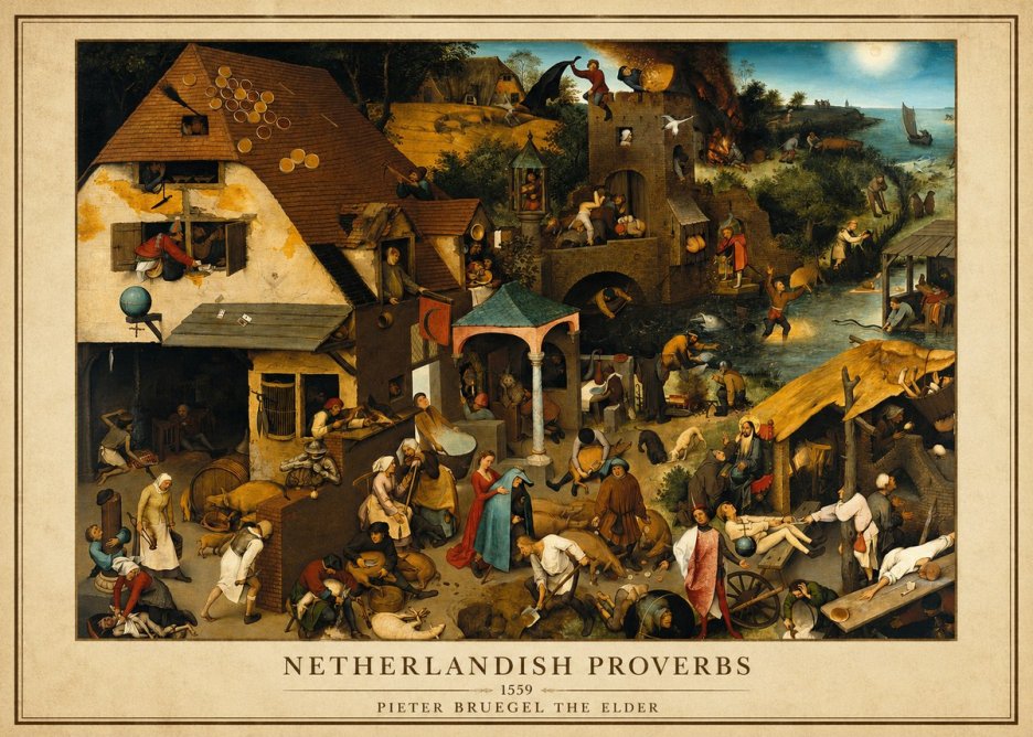 Pieter Bruegel The Netherlandish Proverbs I No3 - Póster