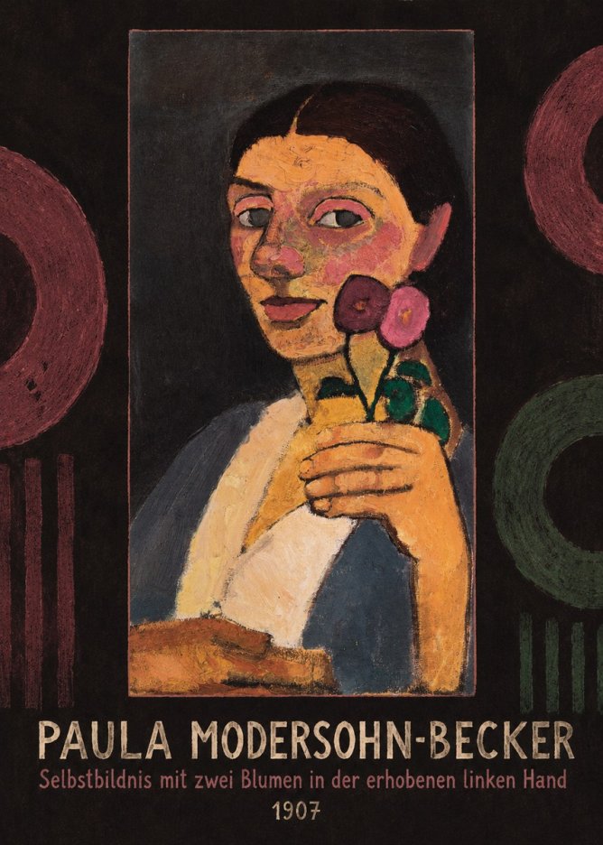 Paula Modersohn-Becker Selbstbildnis Mit Zwei Blumen in Der Erhobenen Linken Hand No5 - Póster