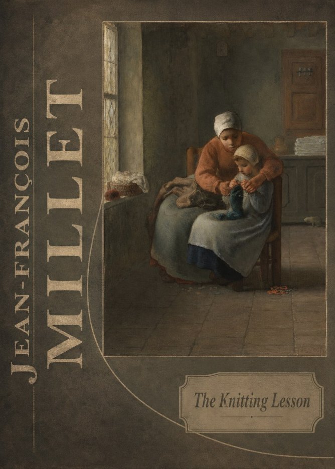 Jean-François Millet The Knitting Lesson II No6 - Póster
