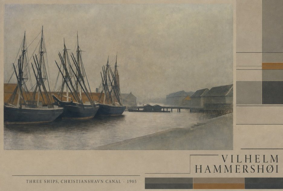 Vilhelm Hammershøi Three Ships, Christianshavn Canal No4 - Póster