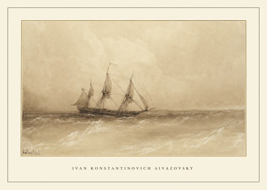 Ivan Konstantinovich Aivazovsky Sailing Ship, 1843 No4 - Póster