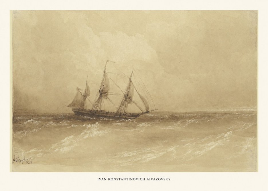 Ivan Konstantinovich Aivazovsky Sailing Ship, 1843 No6 - Póster