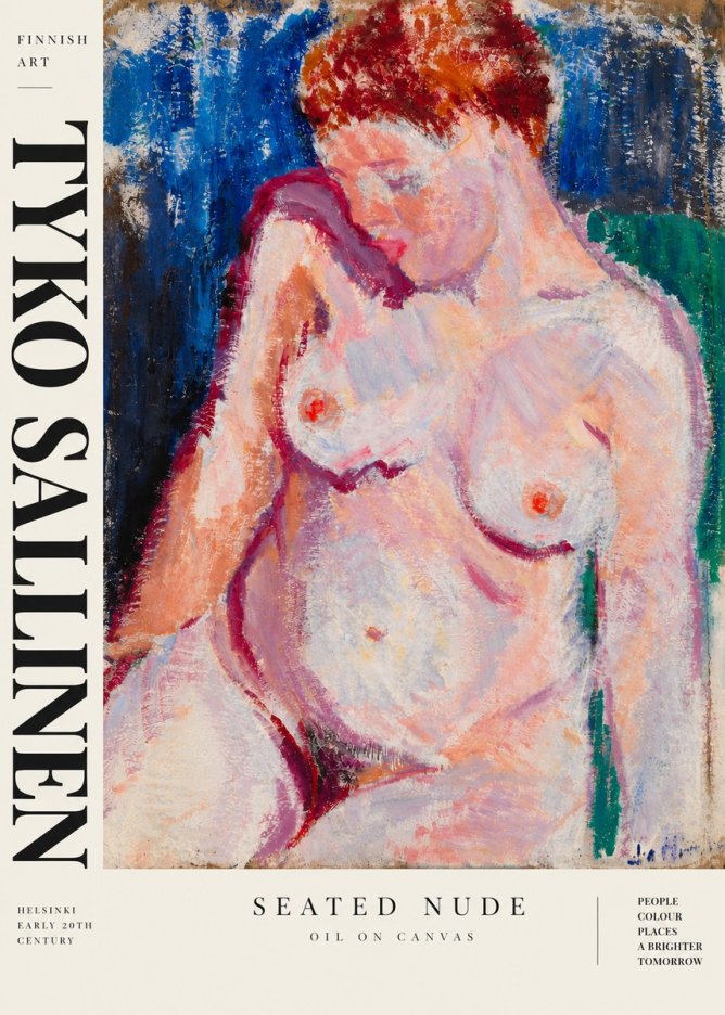 Tyko Sallinen Seated Nude No6 - Póster
