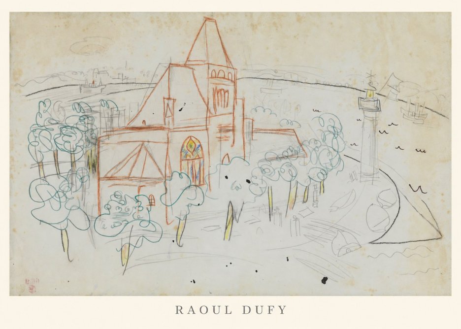 Raoul Dufy Coastal Church and Lighthouse No6 - Póster