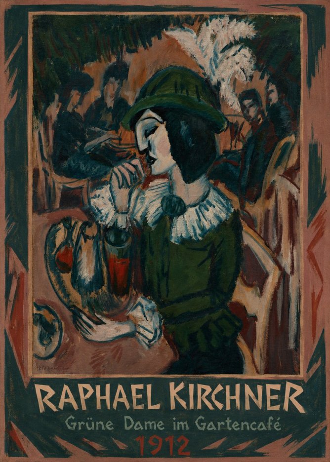 Raphael Kirchner Grüne Dame Im Gartencafé No1 - Póster