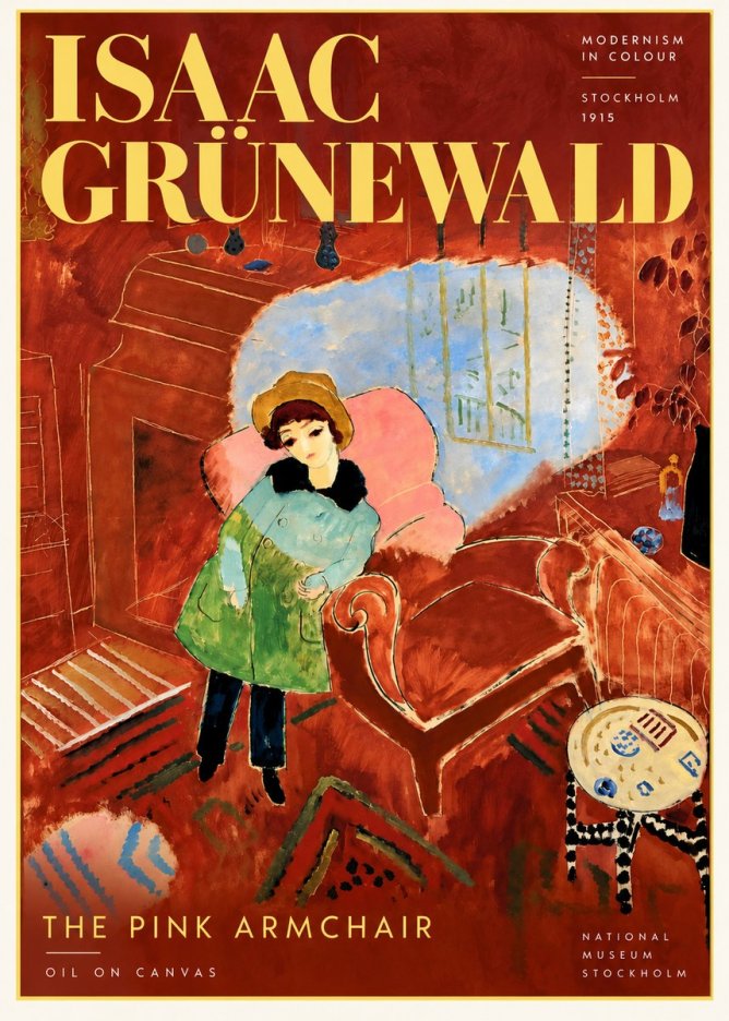 Isaac Grünewald Interior with Young Girl No6 - Póster