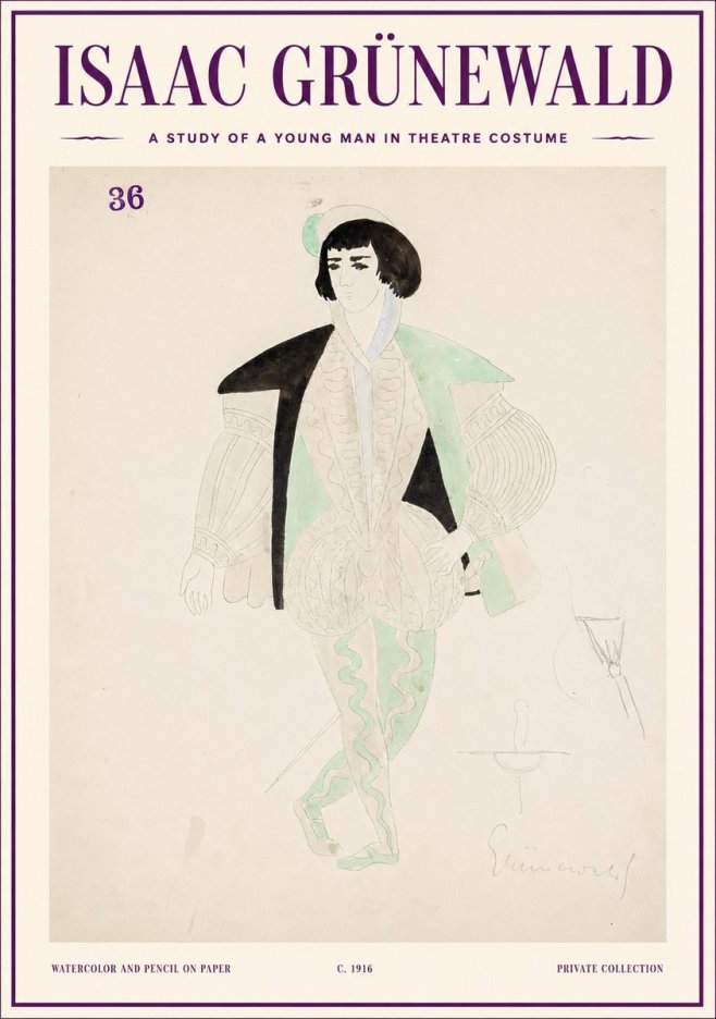 Isaac Grünewald A Study of a Young Man in Theatre Costume No1 - Póster