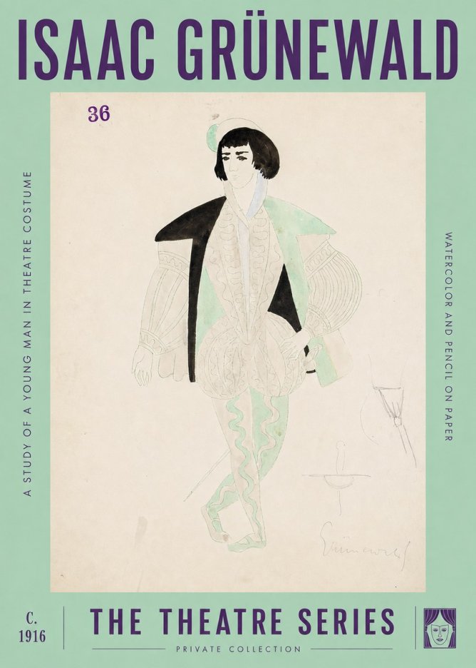 Isaac Grünewald A Study of a Young Man in Theatre Costume No2 - Póster