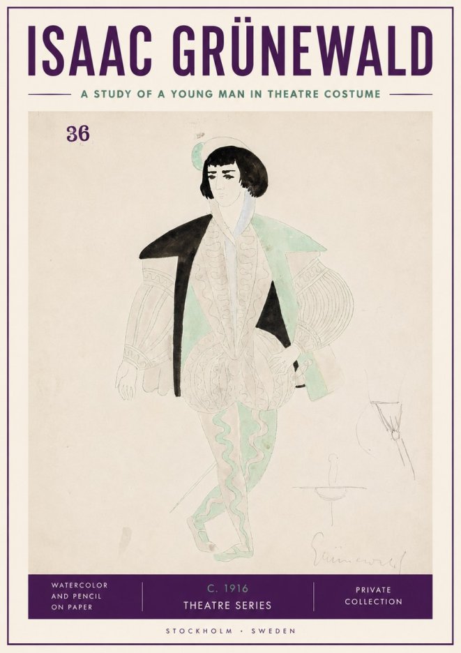 Isaac Grünewald A Study of a Young Man in Theatre Costume No3 - Póster