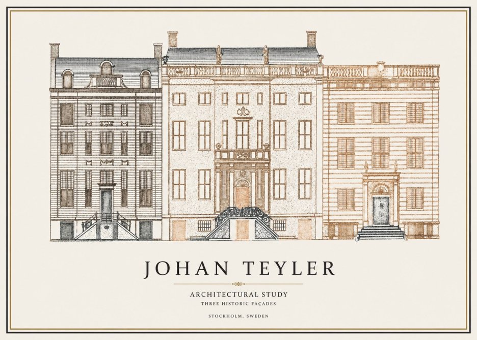 Johan Teyler Architectural Study - Three Historic Façades No1 - Póster