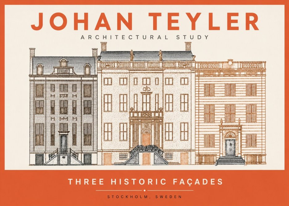 Johan Teyler Architectural Study - Three Historic Façades No2 - Póster