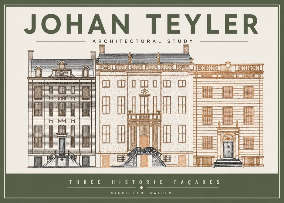 Johan Teyler Architectural Study - Three Historic Façades No3 - Póster
