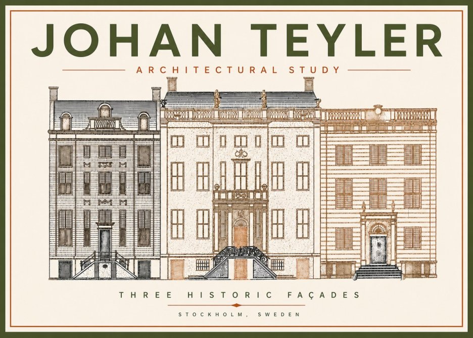 Johan Teyler Architectural Study - Three Historic Façades No5 - Póster