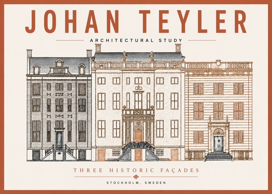 Johan Teyler Architectural Study - Three Historic Façades No6 - Póster