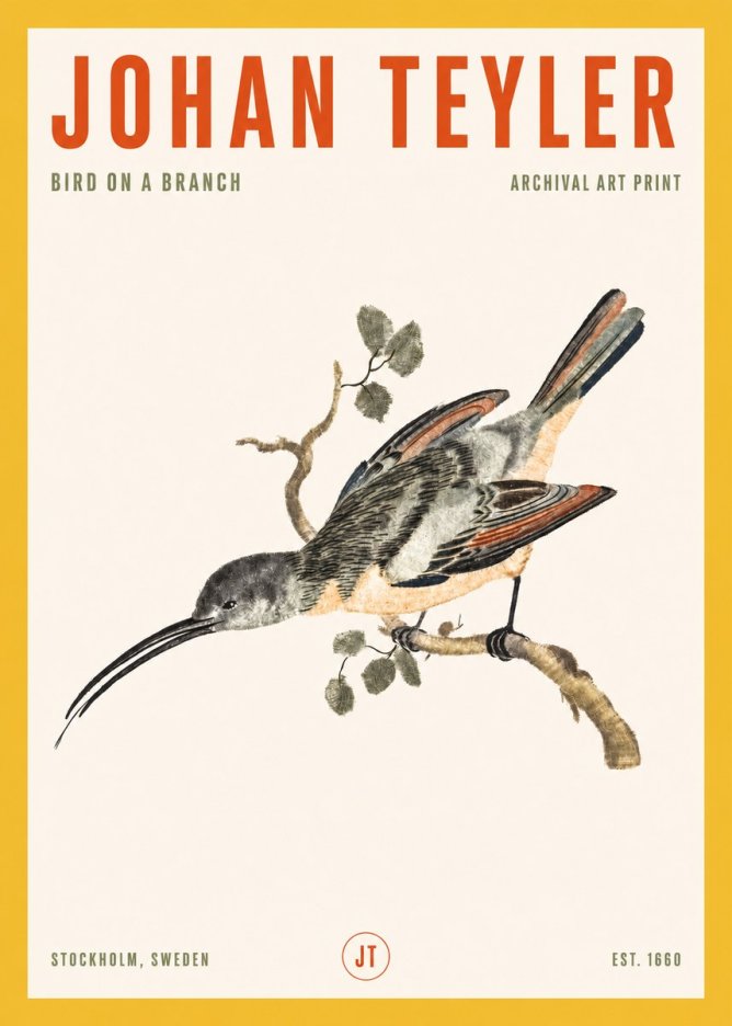 Johan Teyler Bird on a Branch No2 - Póster