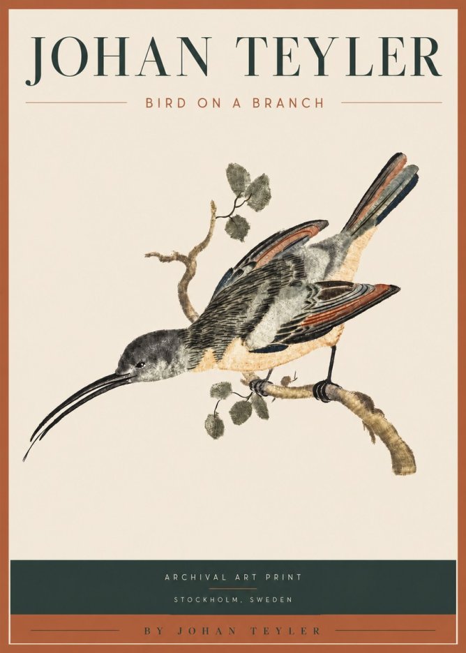 Johan Teyler Bird on a Branch No3 - Póster